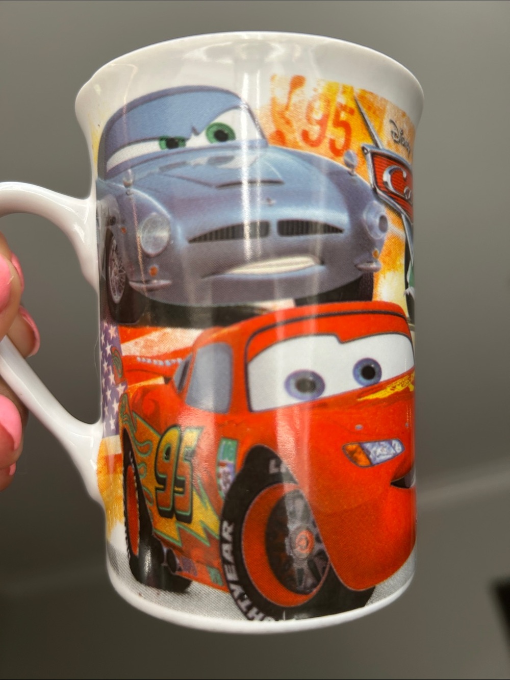Disney Lightning McQueen & Friends Colorful Ceramic Mug Red, Blue & Orange 2013